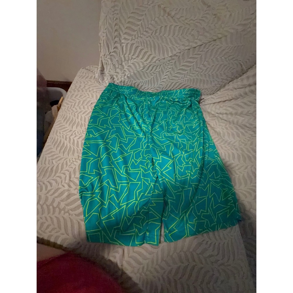 Lands End Boys Swim Trunks XL 18H-20H Husky Teal Green Lightning No Netting